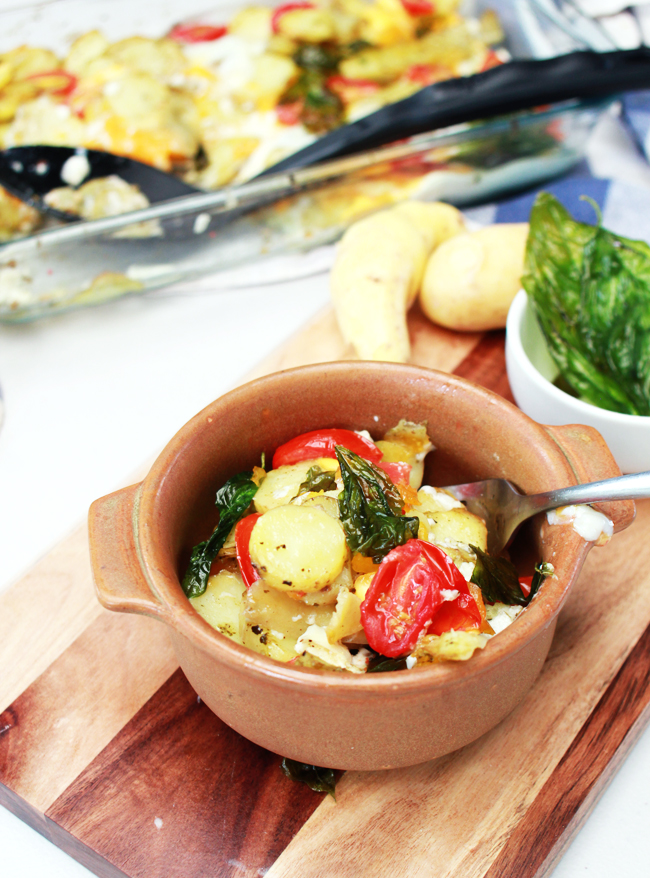 Pesto Potato and Egg with fried basil and tomato (via www.highwallsblog.gr.com)