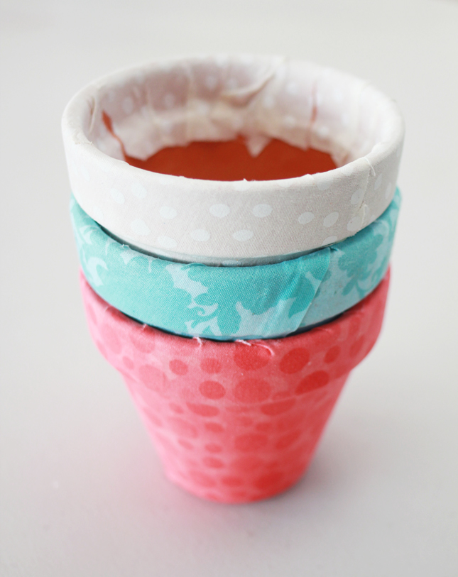 DIY Fabric Covered Flower Pots by www.highwallsblog.gr.com for Frankie Magazine