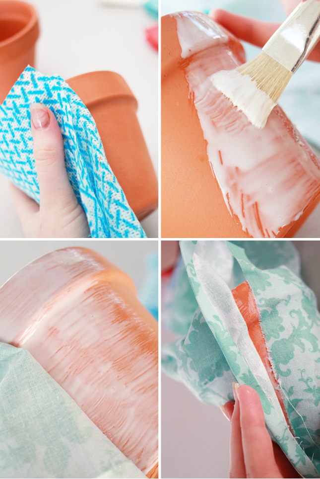 DIY Fabric Covered Flower Pots by www.highwallsblog.gr.com for Frankie Magazine