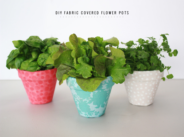 DIY Fabric Covered Flower Pots by www.highwallsblog.gr.com for Frankie Magazine