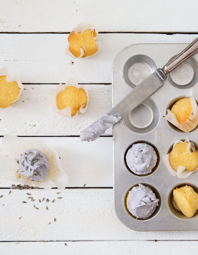 Lavender Coconut Mini Cupcakes by Erika Rax (for www.highwallsblog.gr.com)