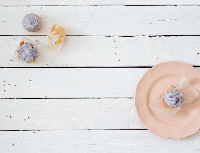Lavender Coconut Mini Cupcakes by Erika Rax (for www.highwallsblog.gr.com)