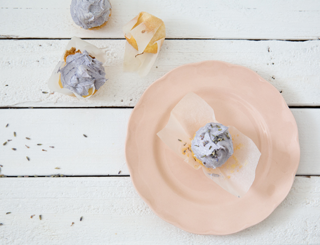 Lavender Coconut Mini Cupcakes by Erika Rax (for www.highwallsblog.gr.com)