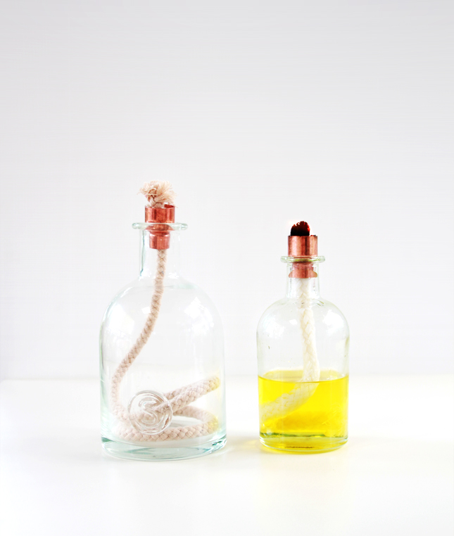 Make your own oil lantern from any glass bottle | Full steps at www.highwallsblog.gr.com