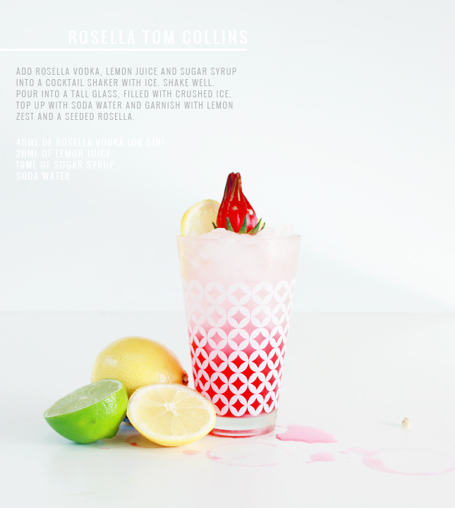 YUM! RosellaTom Collins Cocktail -  See the full recipe at www.highwallsblog.gr.com