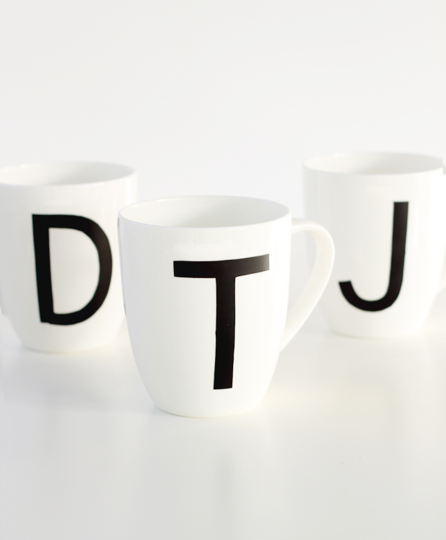Make your own Monogrammed Mugs (click for the full steps) | www.highwallsblog.gr.com