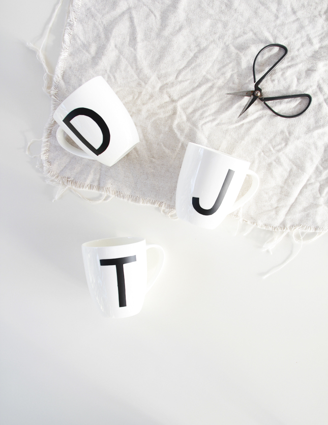 Make your own Monogrammed Mugs (click for the full steps) | www.highwallsblog.gr.com