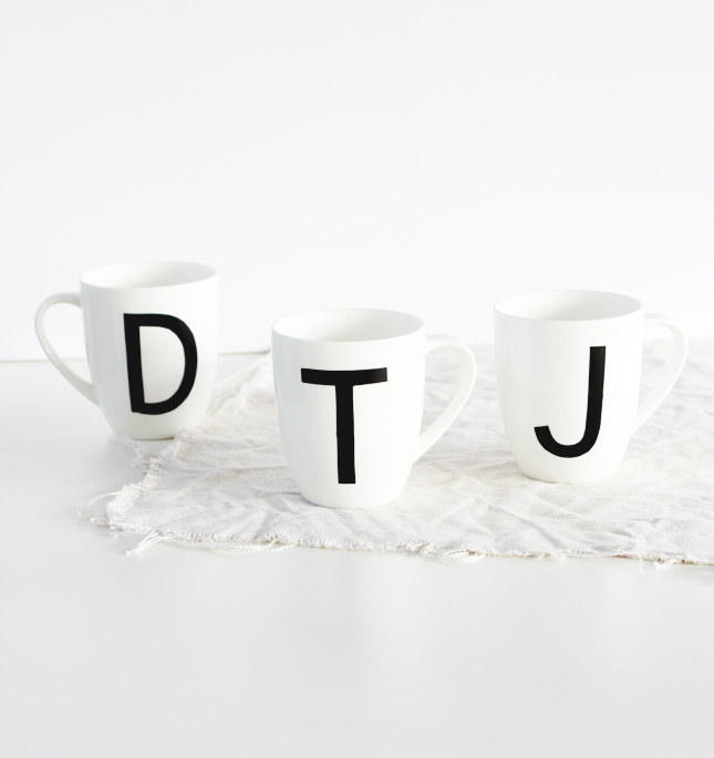 Make your own Monogrammed Mugs (click for the full steps) | www.highwallsblog.gr.com