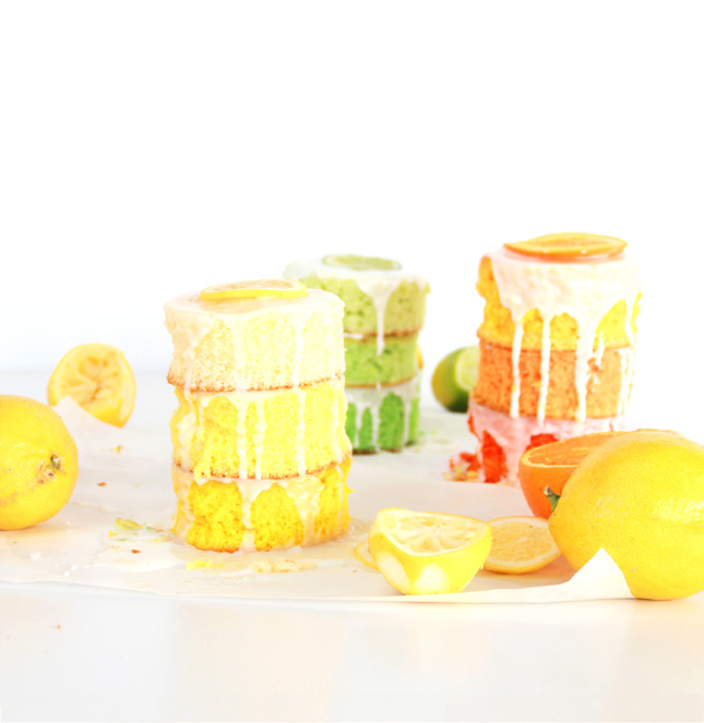 Ombre Citrus Cakes - in lemon, lime and orange! | www.highwallsblog,com