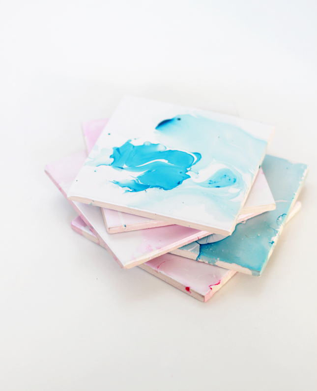 Make your own marbled watercolor coasters | highwallsblog.gr.com