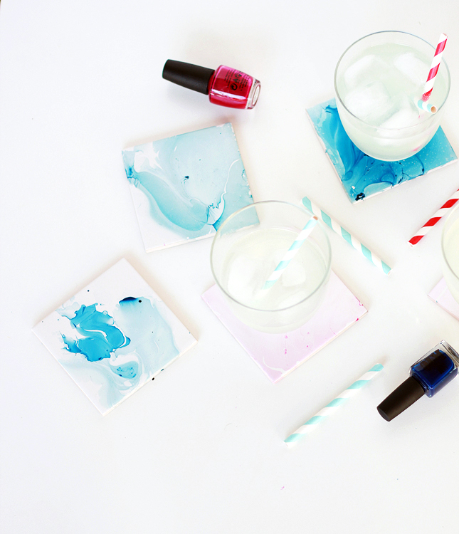 Make your own marbled watercolor coasters | highwallsblog.gr.com