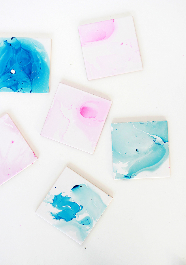 Make your own marbled watercolor coasters | highwallsblog.gr.com