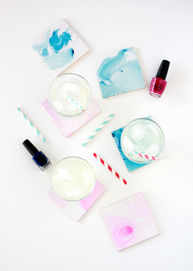 Make your own marbled watercolor coasters | highwallsblog.gr.com