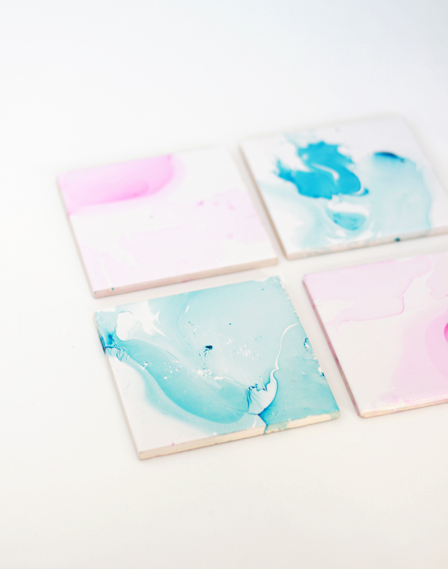 Make your own marbled watercolor coasters | highwallsblog.gr.com